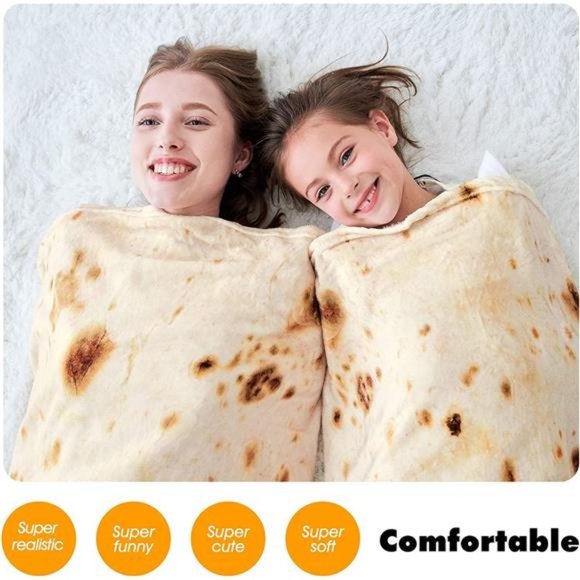 Burritos Tortilla Throw Blanket, Double Sided Giant Flour Novelty Throw - Picture 6 of 6